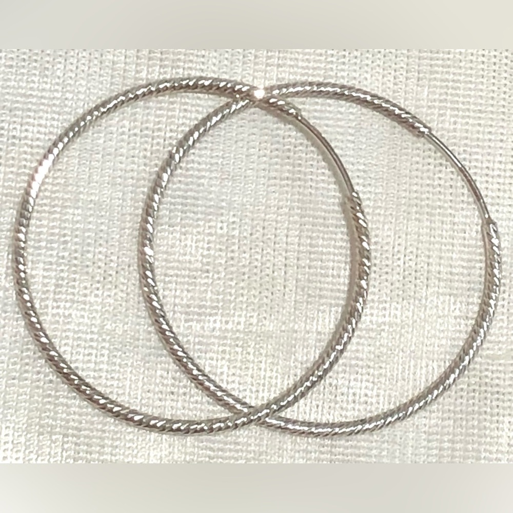Twisted Rope Sterling 925 Silver Hoop Earrings - Women's Fashion Hoops